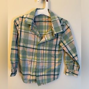 Boys plaid long sleeve shirt. 3t. Multi color of pastels. Button up.